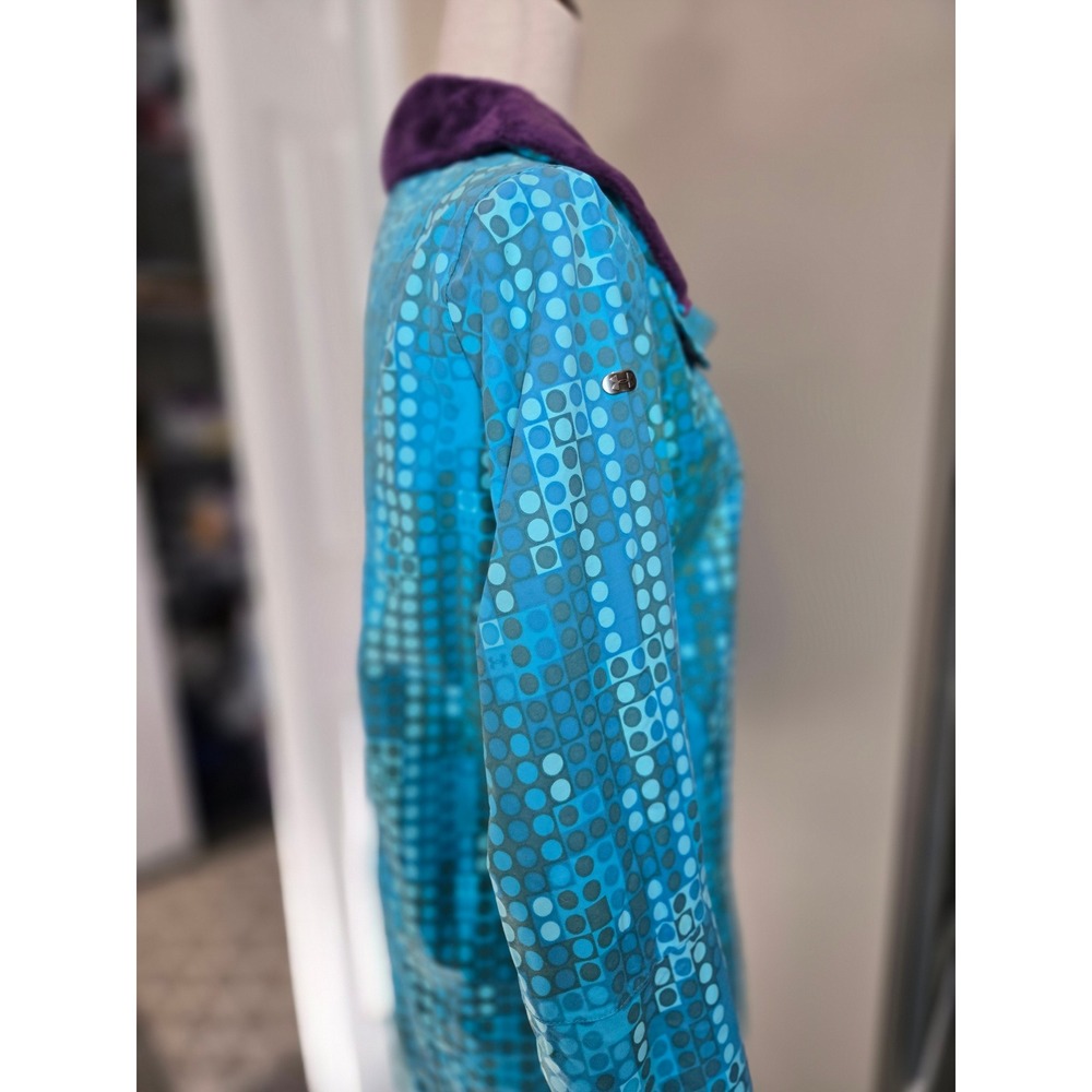 Under Armour Women S Teal Blue Geometric Dot Print Hooded Ski Jacket Pockets - Picture 15 of 16